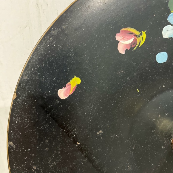 Vintage Center Handled Black Serving Tray w/ Tole Painted Design - Picture 12 of 16